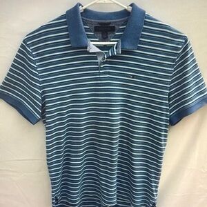 Men's Striped Blue Polo Shirt